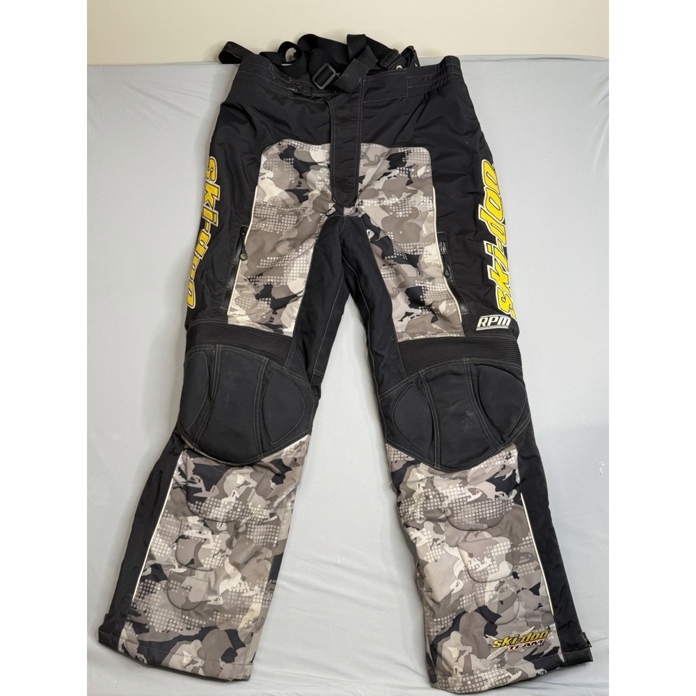 Team Ski-Doo BRP Snowmobile Riding Racing Bibs Winter Pants Size XL Black Camo